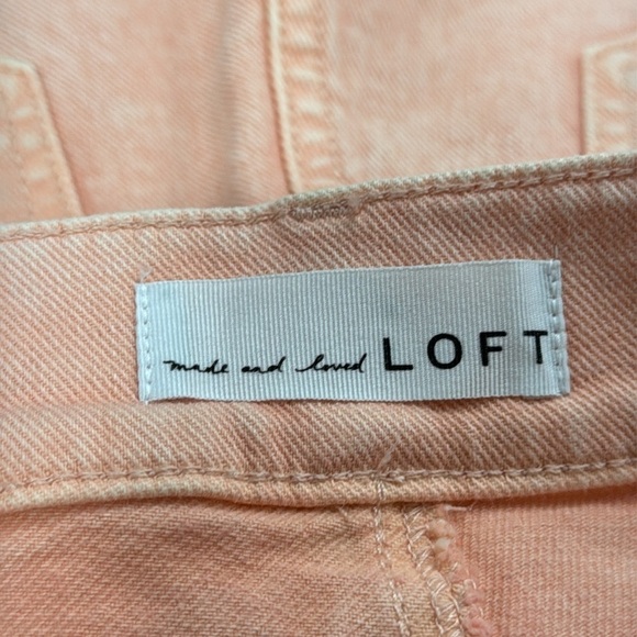 LOFT NWT Peach Pink Denim High Rise The Cut Off Jean Shorts Size 25 - Picture 6 of 7